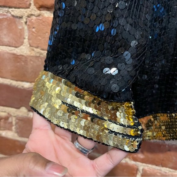 Jean for Joseph Le Bon Vintage 100% Silk Sequin Jacket Size Small - Picture 5 of 6